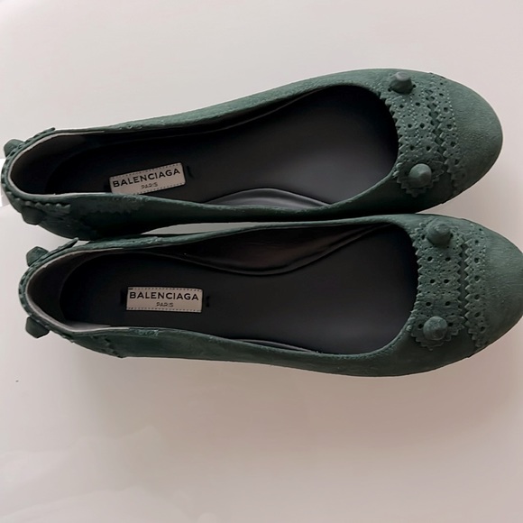 Balenciaga Suede Ballet Flats Dark Green 9.5 - Picture 3 of 11